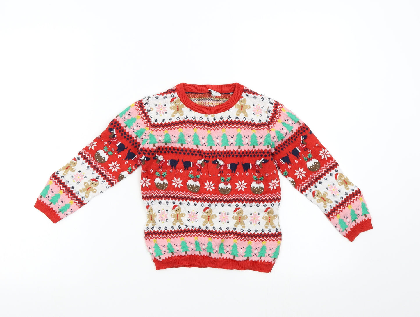 TU Girls Multicoloured  Knit Pullover Jumper Size 4-5 Years  - Christmas