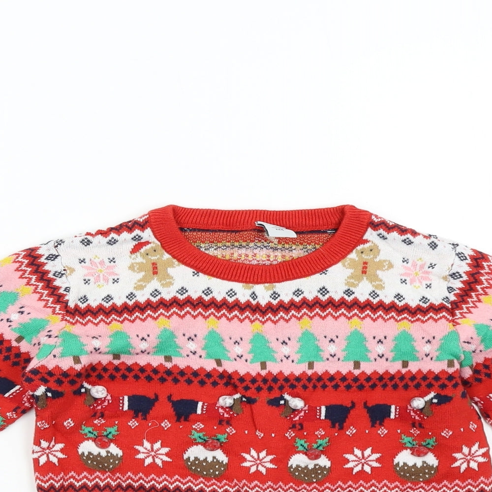 TU Girls Multicoloured  Knit Pullover Jumper Size 4-5 Years  - Christmas