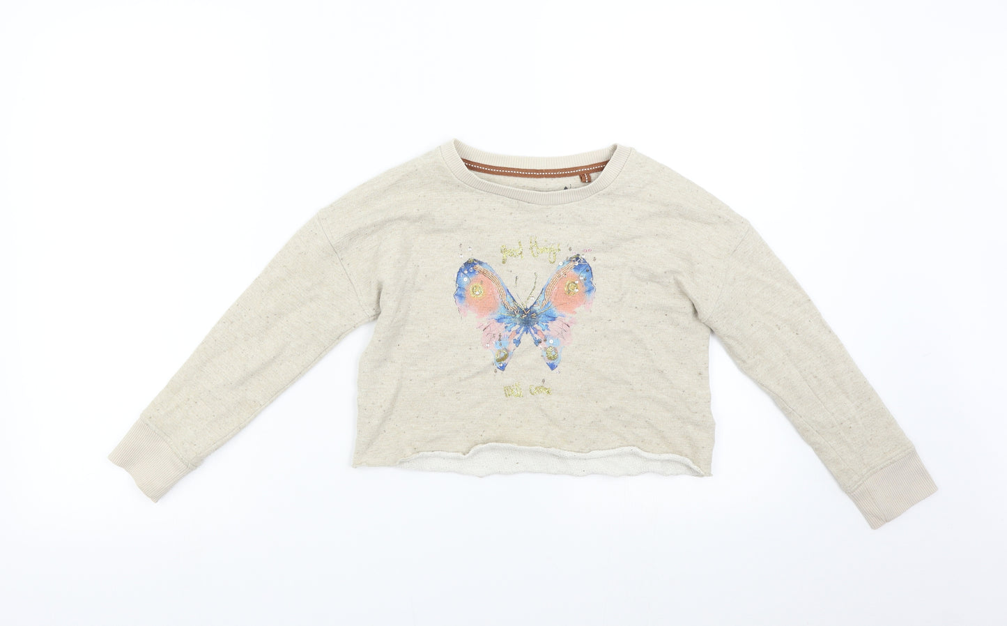 NEXT Girls Beige   Pullover Sweatshirt Size 7 Years  - Butterfly