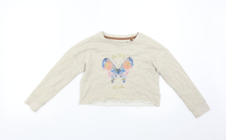 NEXT Girls Beige   Pullover Sweatshirt Size 7 Years  - Butterfly
