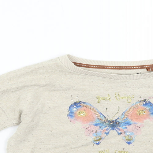 NEXT Girls Beige   Pullover Sweatshirt Size 7 Years  - Butterfly