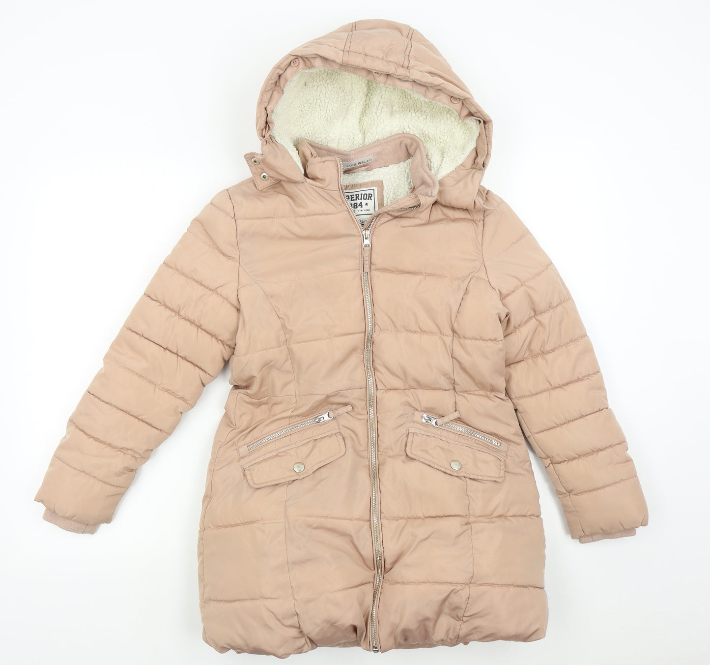 M&S Girls Pink   Overcoat Coat Size 11-12 Years