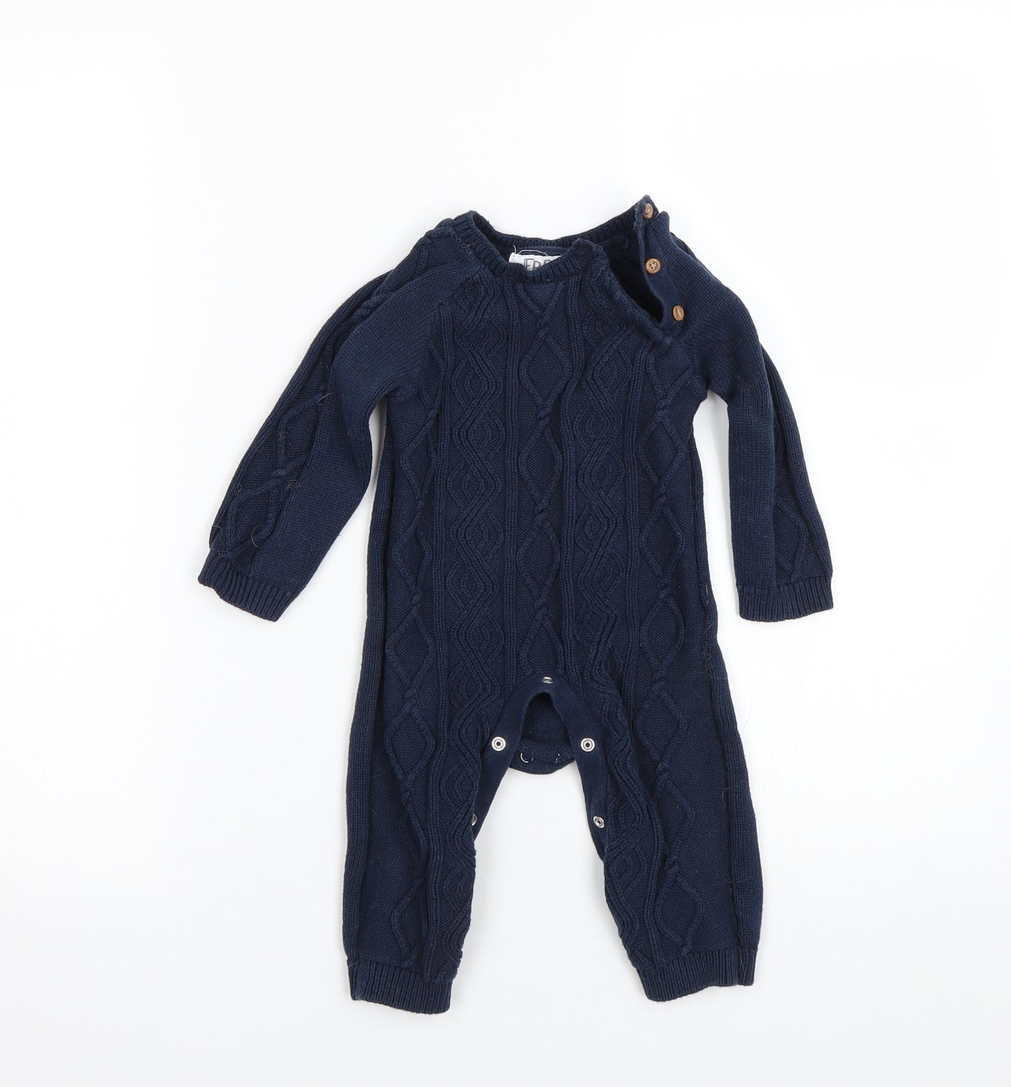 F&F Boys Blue Argyle/Diamond  Coverall One-Piece Size 9-12 Months