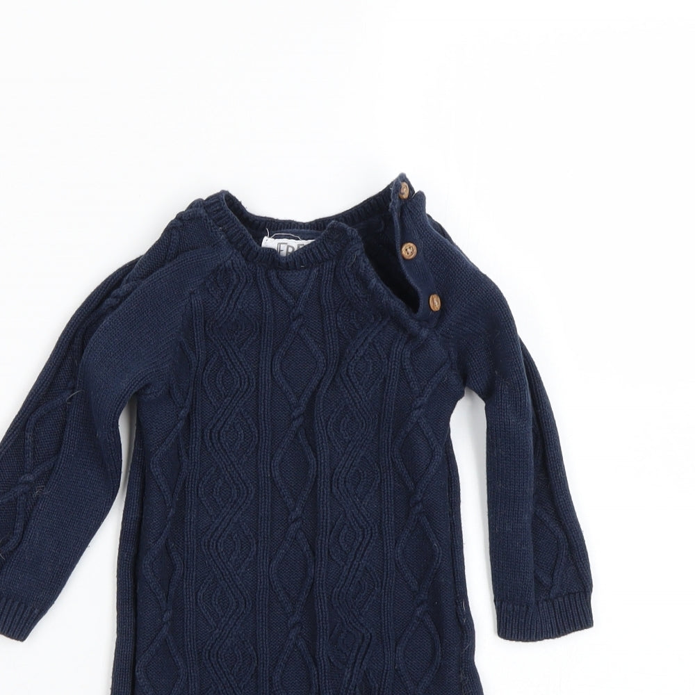 F&F Boys Blue Argyle/Diamond  Coverall One-Piece Size 9-12 Months