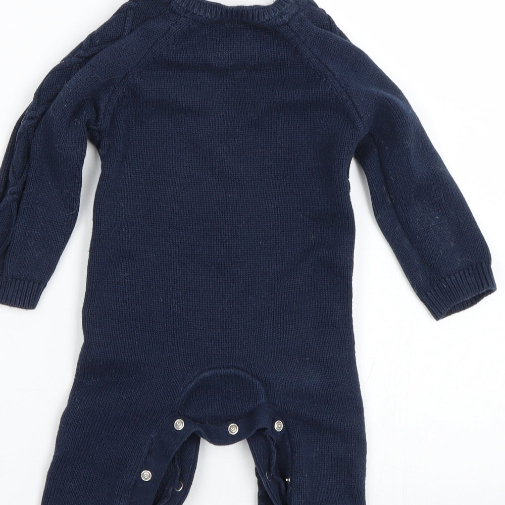 F&F Boys Blue Argyle/Diamond  Coverall One-Piece Size 9-12 Months