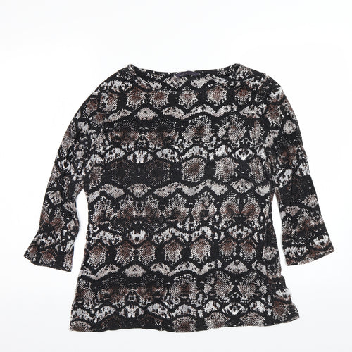 M&S Womens Black Animal Print  Basic T-Shirt Size 16