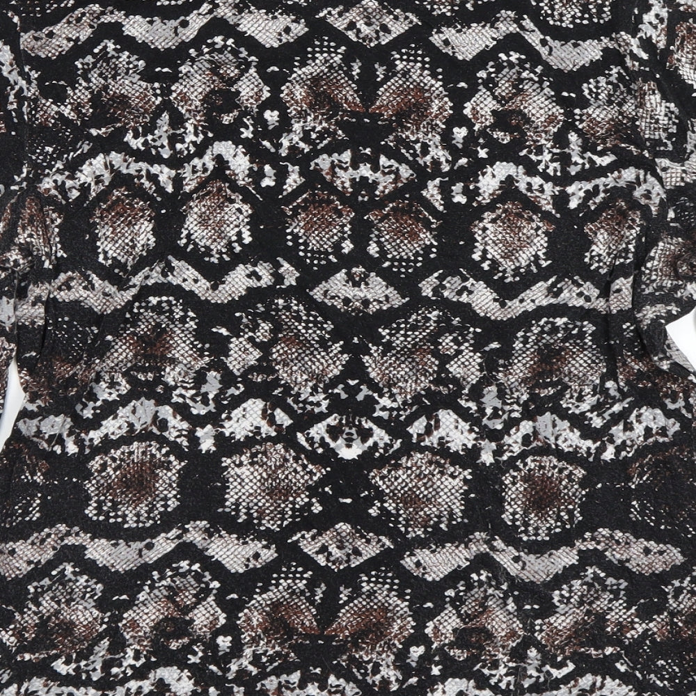 M&S Womens Black Animal Print  Basic T-Shirt Size 16