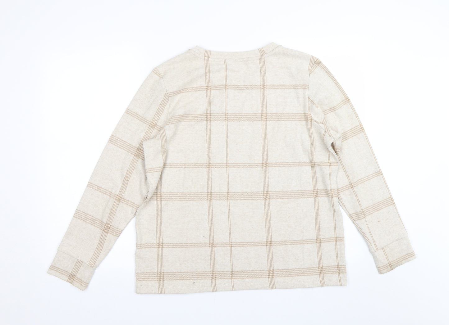 M&S Womens Beige Check  Pullover Jumper Size 14