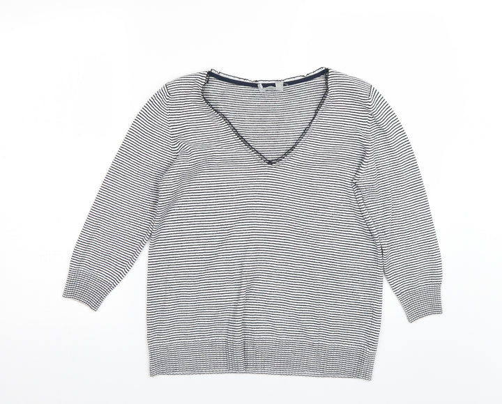 Bonmarché Womens White Striped  Pullover Jumper Size 12