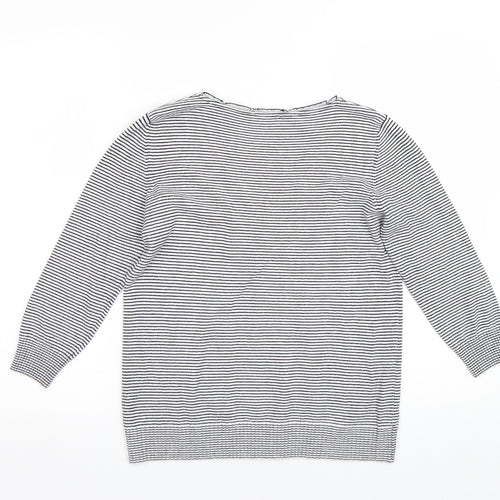 Bonmarché Womens White Striped  Pullover Jumper Size 12