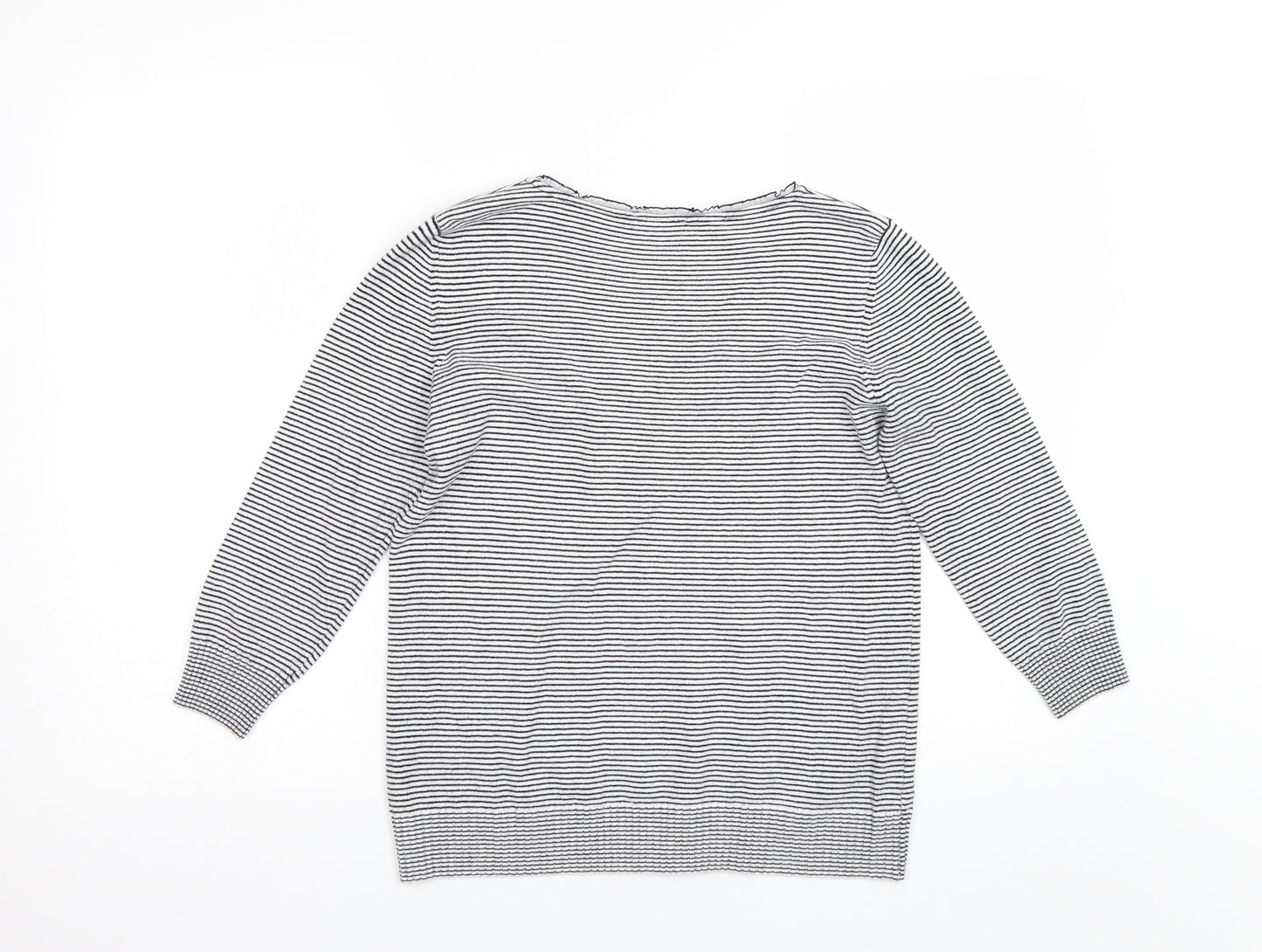 Bonmarché Womens White Striped  Pullover Jumper Size 12