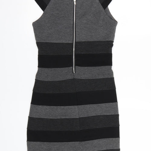 Alter London Womens Black Striped  Wrap Dress  Size 8
