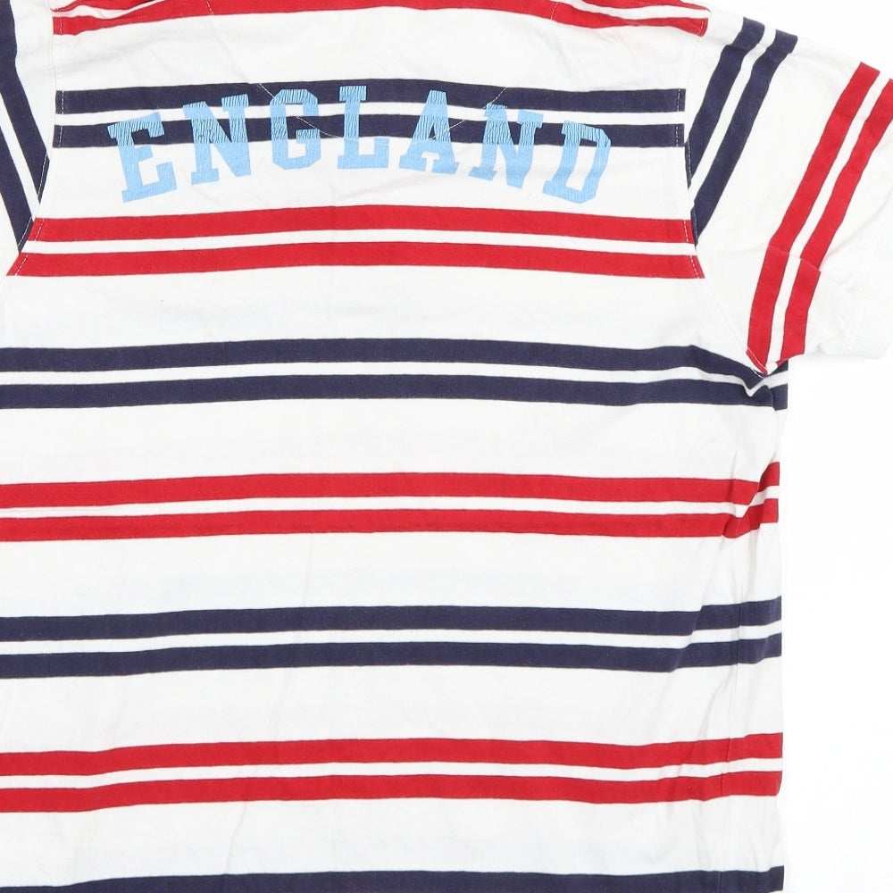 Preworn Mens White Striped   Polo Size S