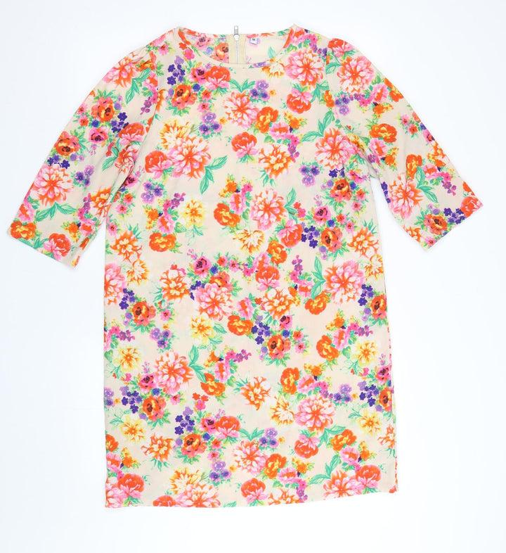 Preworn Womens Beige Floral  T-Shirt Dress  Size M