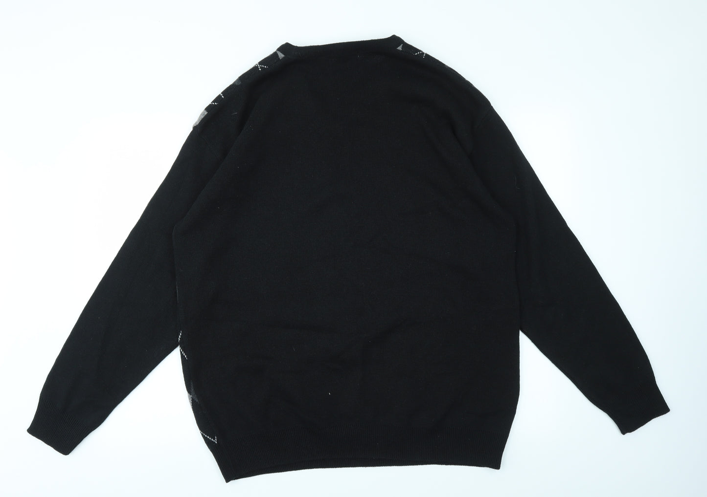 Greenwods Mens Black Striped  Pullover Jumper Size XL