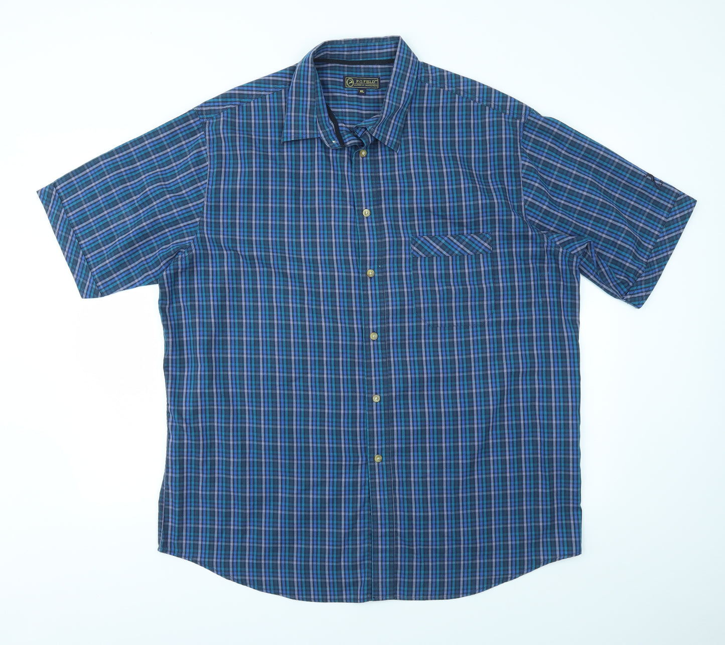 P.G.Field Mens Multicoloured Check   Dress Shirt Size XL