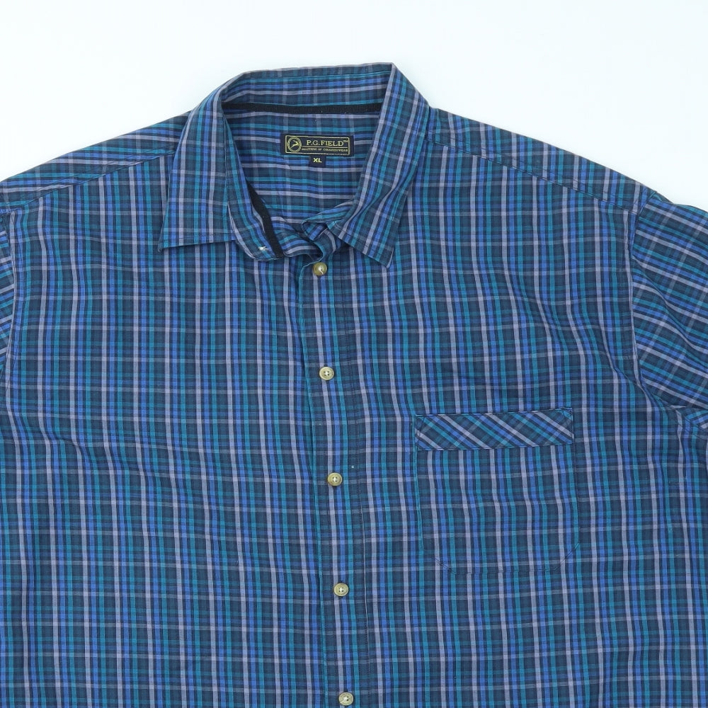 P.G.Field Mens Multicoloured Check   Dress Shirt Size XL
