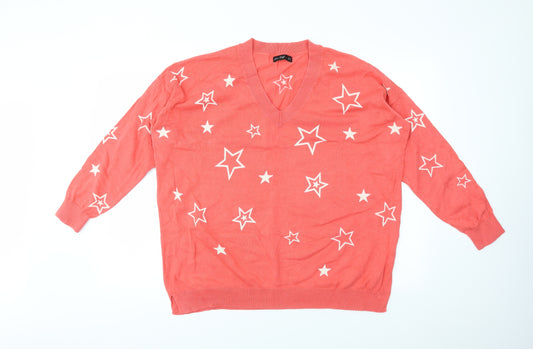 Front view of F&F women’s multicoloured geometric jumper, size UK 10