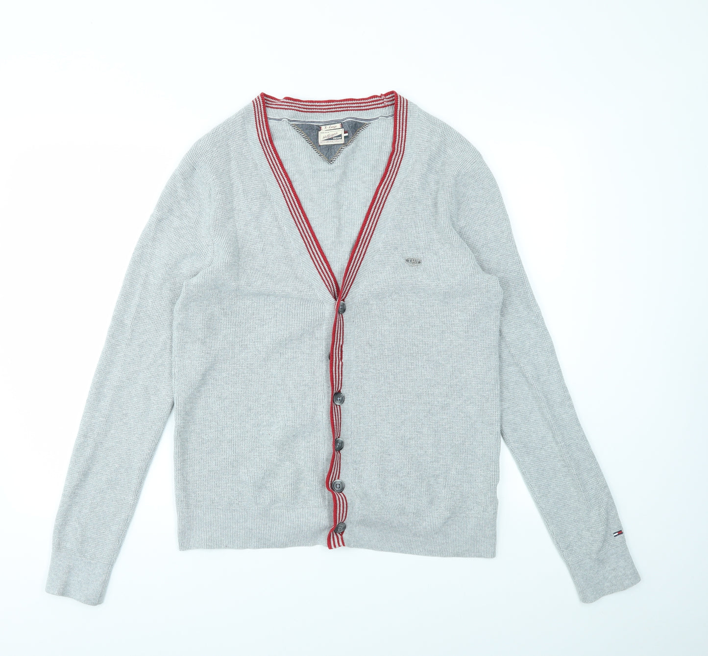 HILFIGER Mens Grey   Cardigan Jumper Size XL