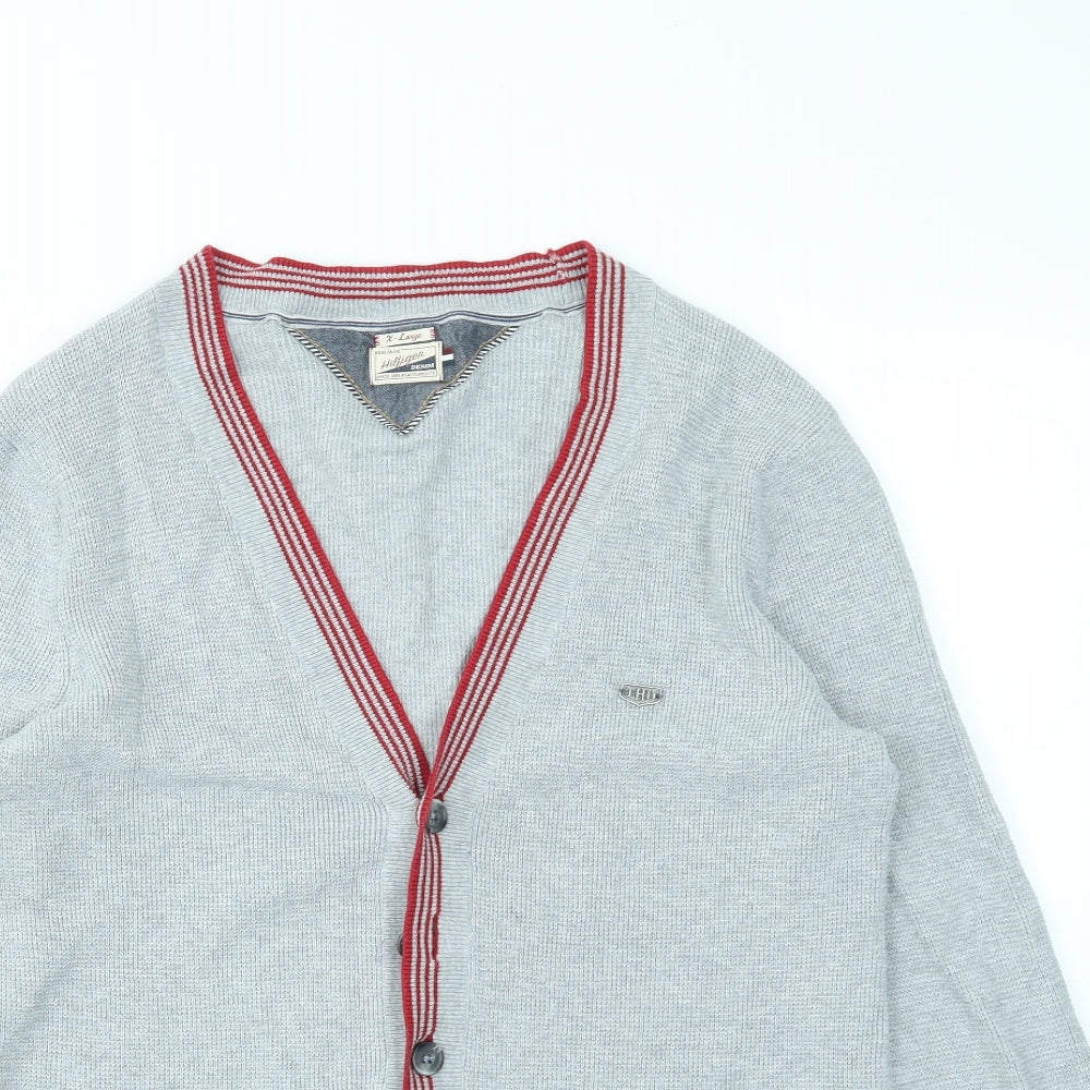 HILFIGER Mens Grey   Cardigan Jumper Size XL