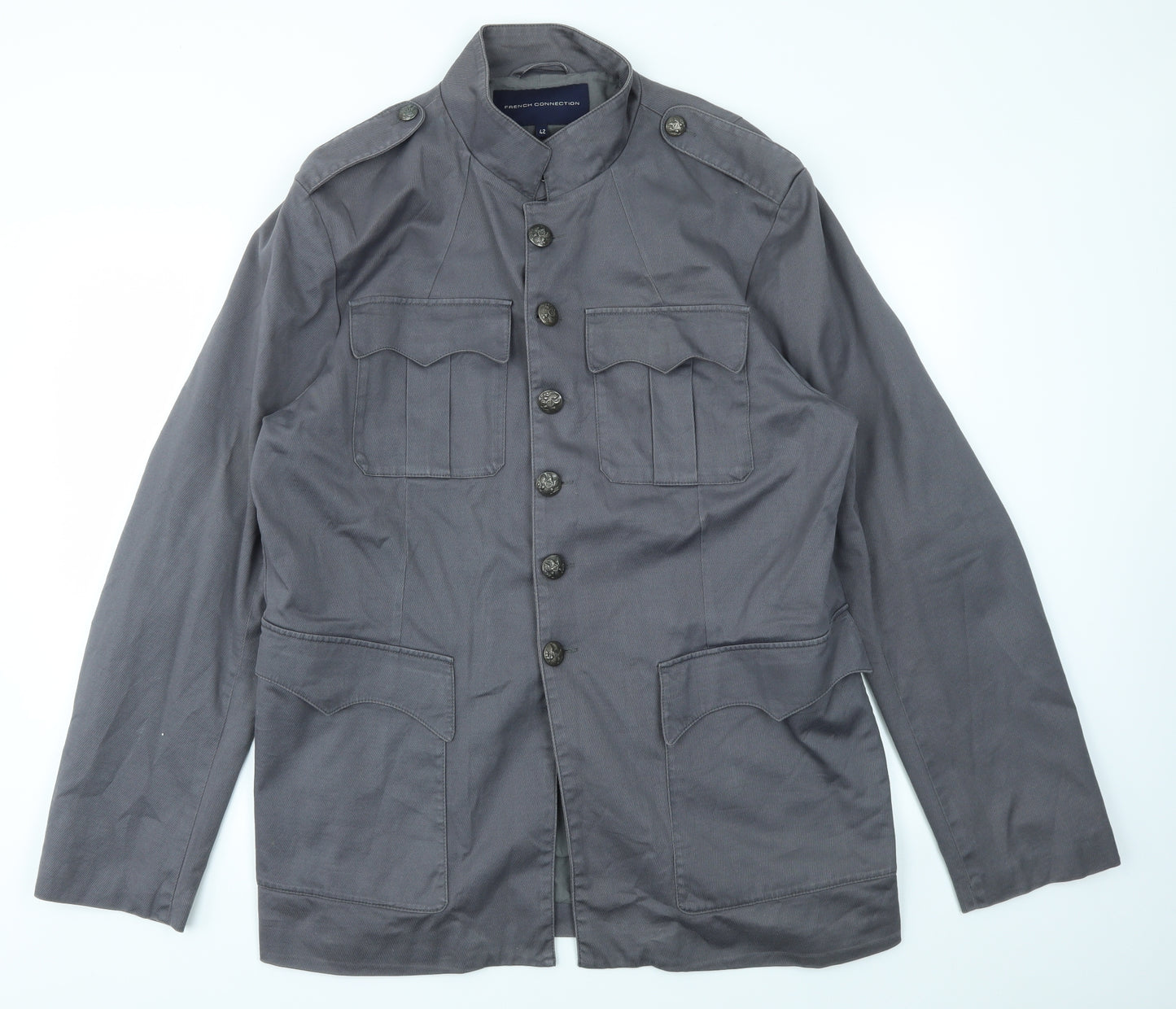 French Connection Mens Grey   Overcoat Coat Size L