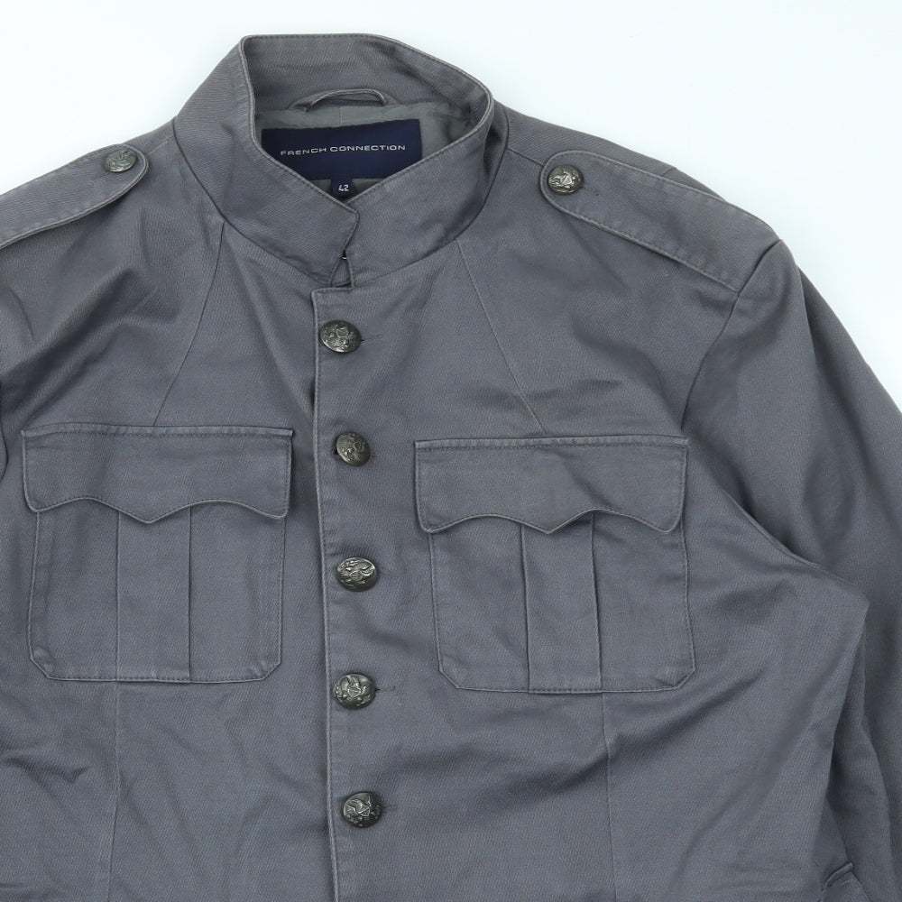 French Connection Mens Grey   Overcoat Coat Size L