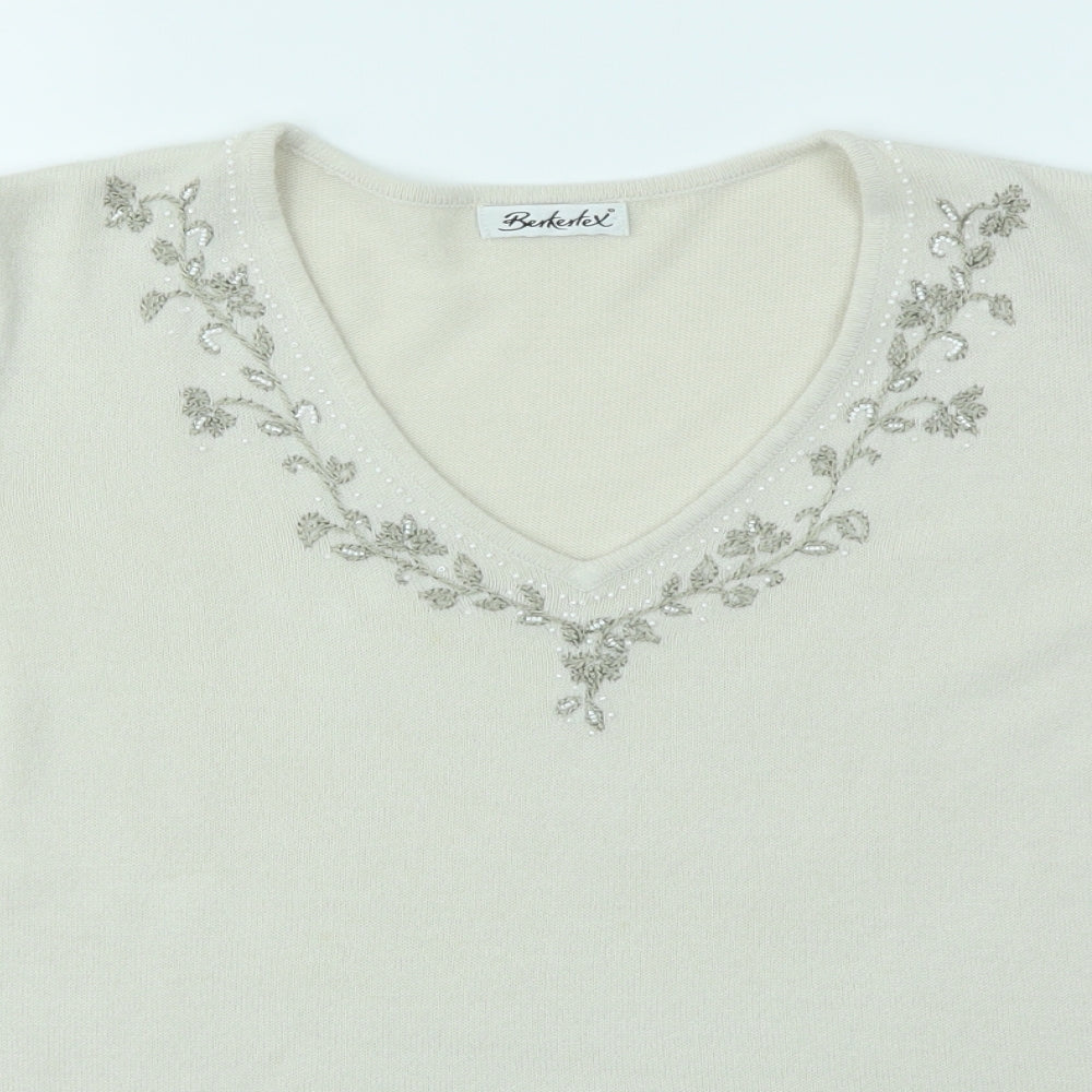 Berkertex Womens Ivory   Basic T-Shirt Size 10