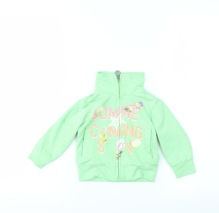 YES I DO Girls Green Full Zip Jumper Size 12-18 Months