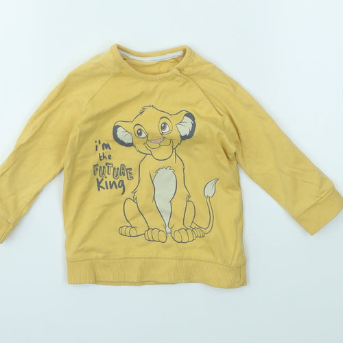 George Girls Yellow Animal Print  Pullover Jumper Size 6-9 Months