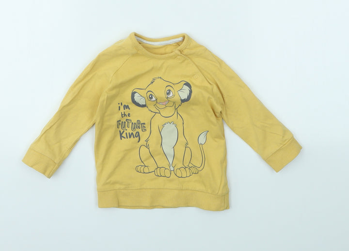 George Girls Yellow Animal Print  Pullover Jumper Size 6-9 Months