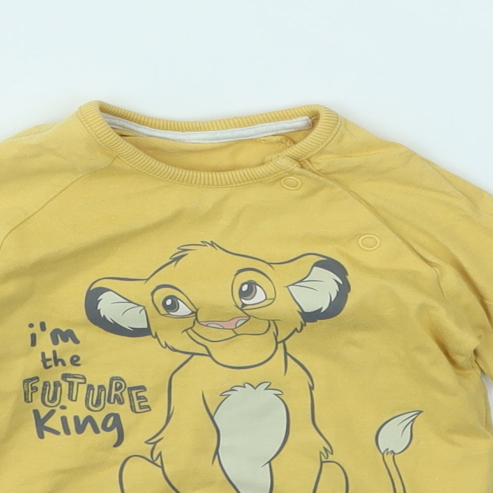 George Girls Yellow Animal Print  Pullover Jumper Size 6-9 Months