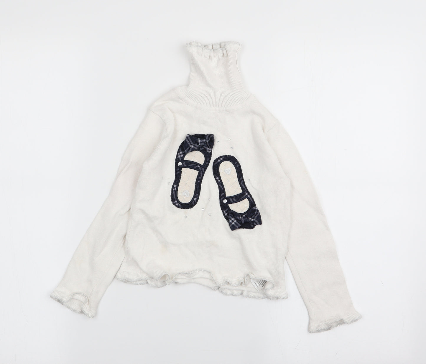 Miss Mona Mouse Girls White   Pullover Jumper Size 4-5 Years