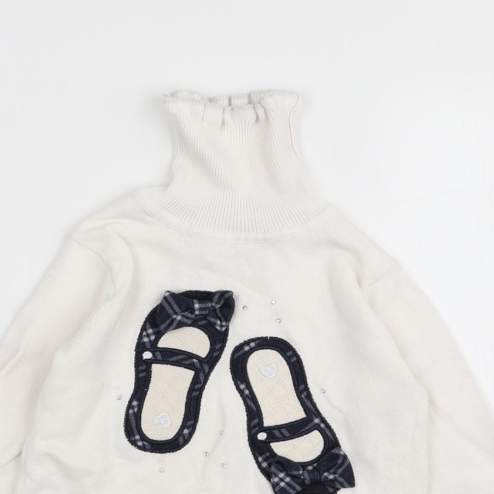 Miss Mona Mouse Girls White   Pullover Jumper Size 4-5 Years