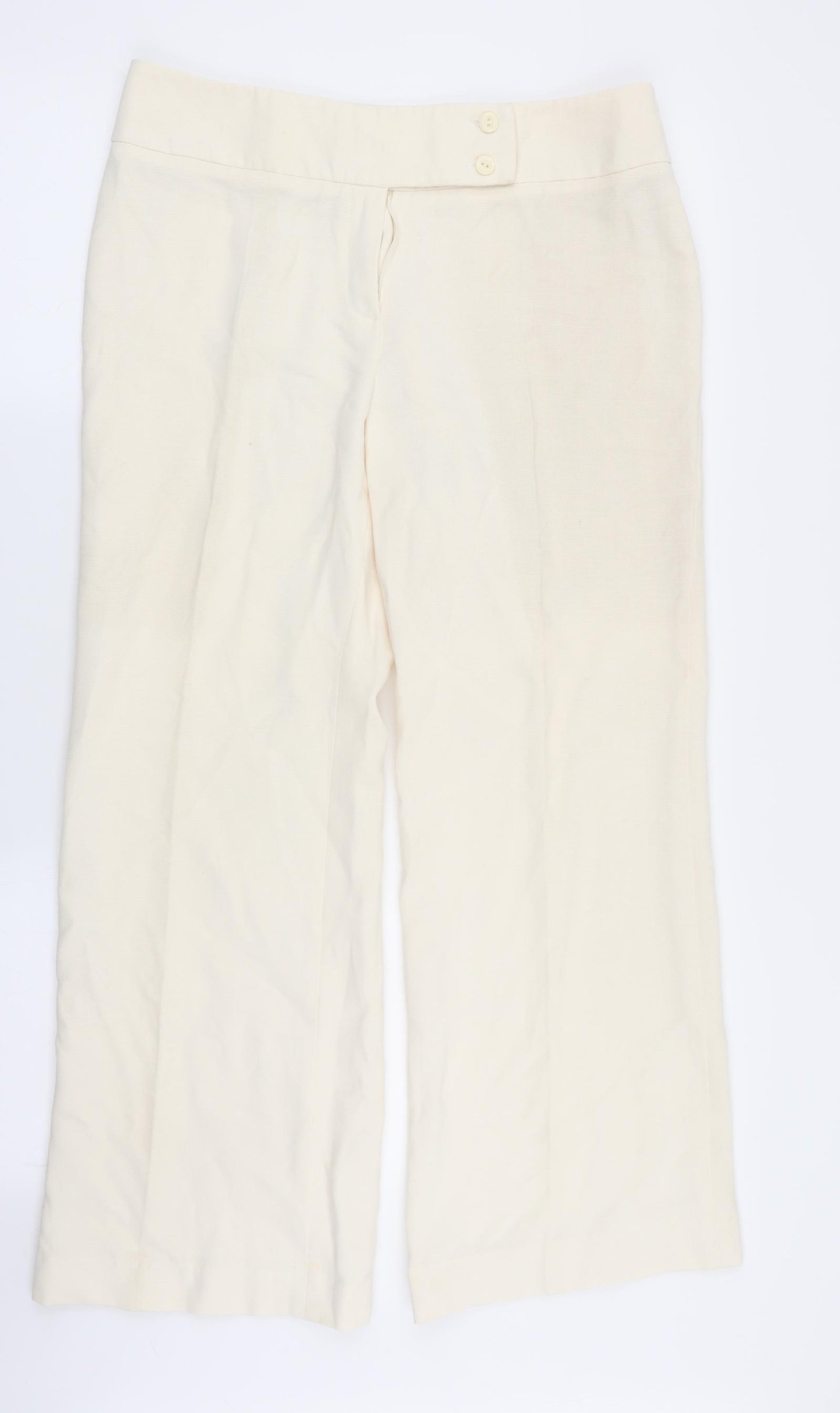 M&S Womens White   Trousers  Size 12 L26 in