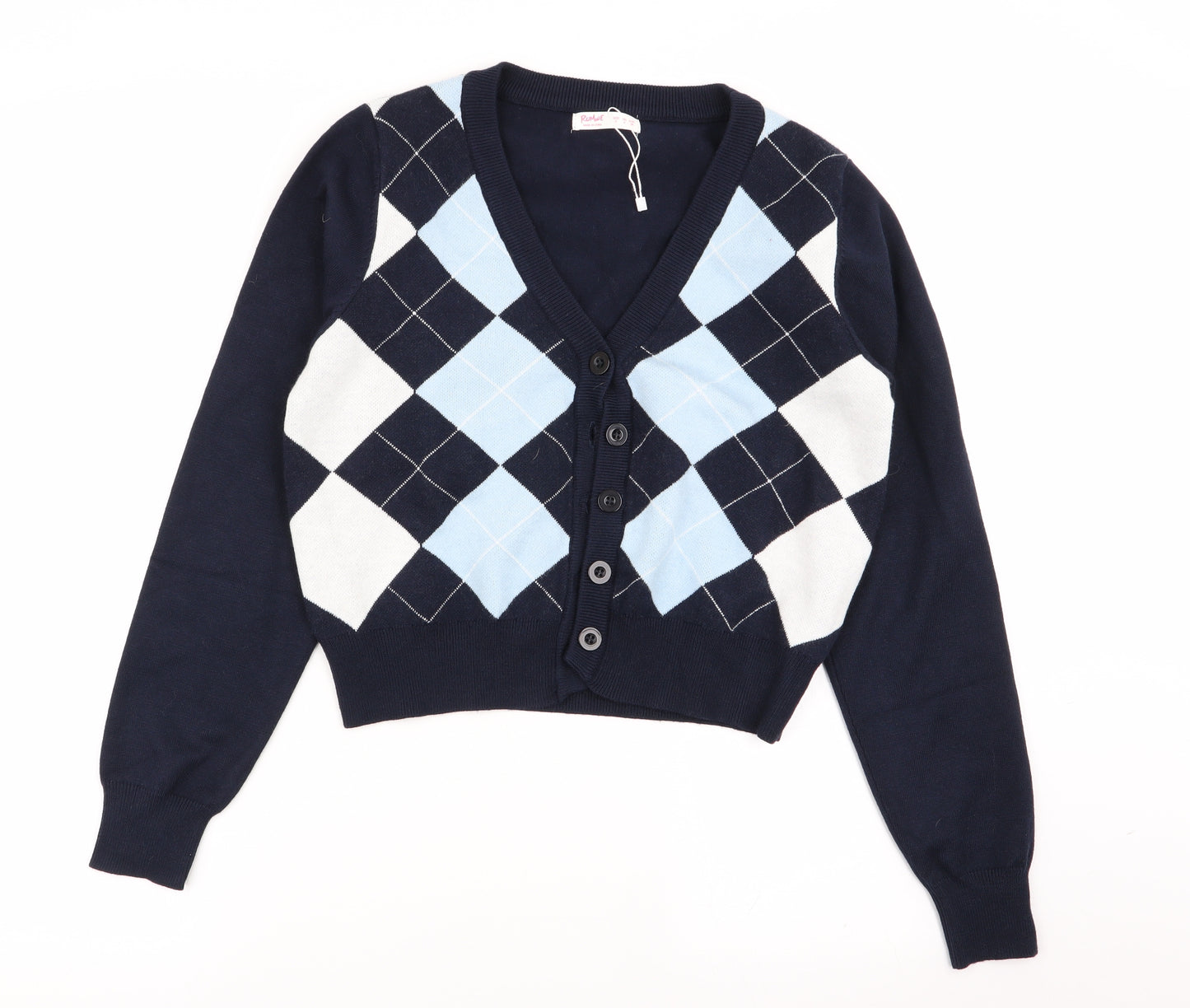 ROMWE Womens Multicoloured Argyle/Diamond  Cardigan Jumper Size S