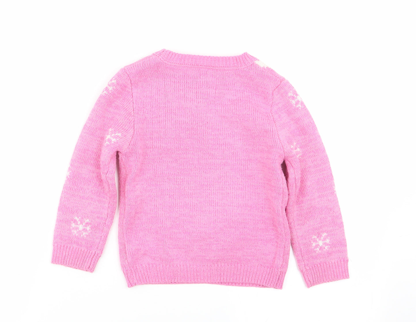 Asda George Girls Pink   Pullover Jumper Size 2-3 Years  - christmas