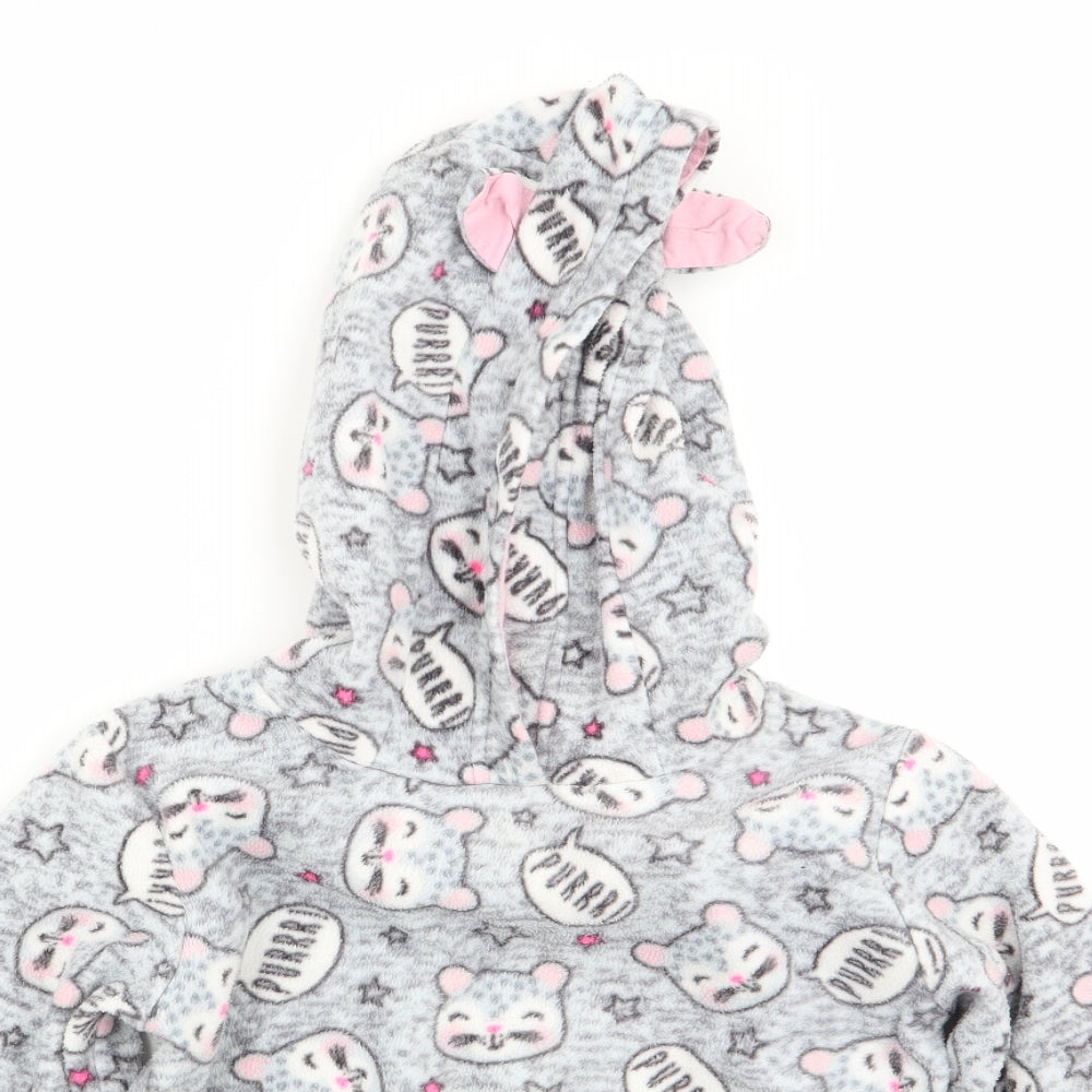 Nutmeg Girls Grey Geometric  Pullover Jumper Size 3-4 Years