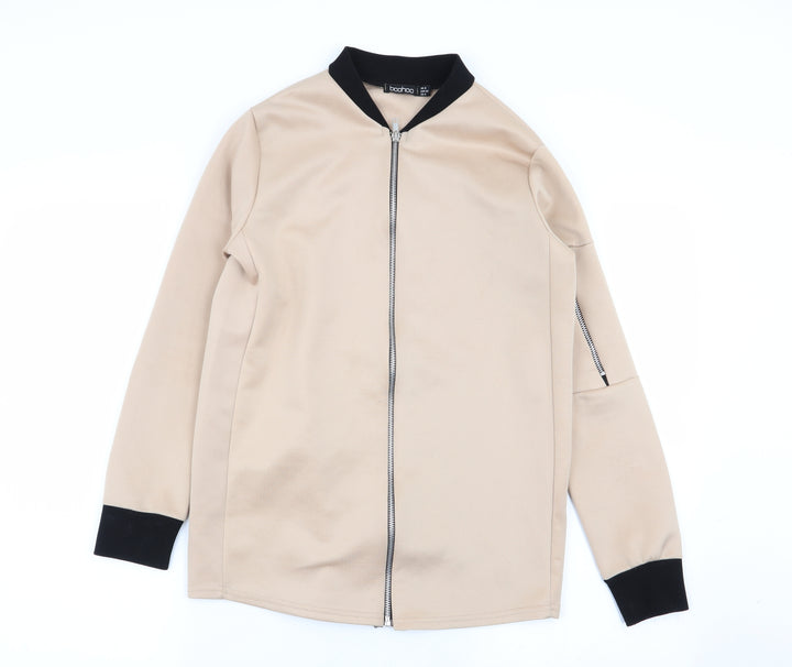 Boohoo Womens Beige Full Zip Jumper Size 8