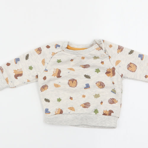 Primark Baby Beige Animal Print  Pullover Jumper Size 0-3 Months