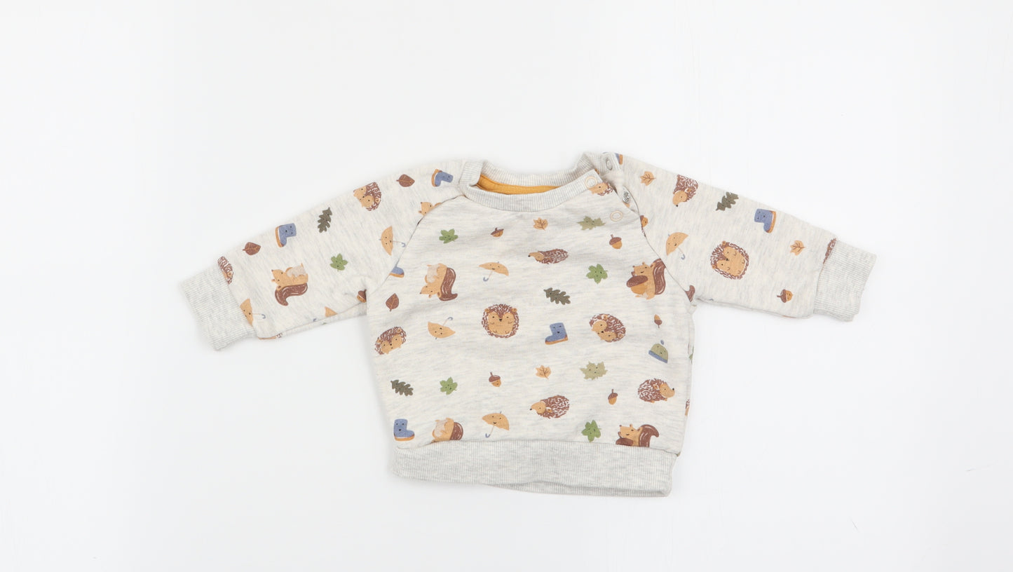 Primark Baby Beige Animal Print  Pullover Jumper Size 0-3 Months