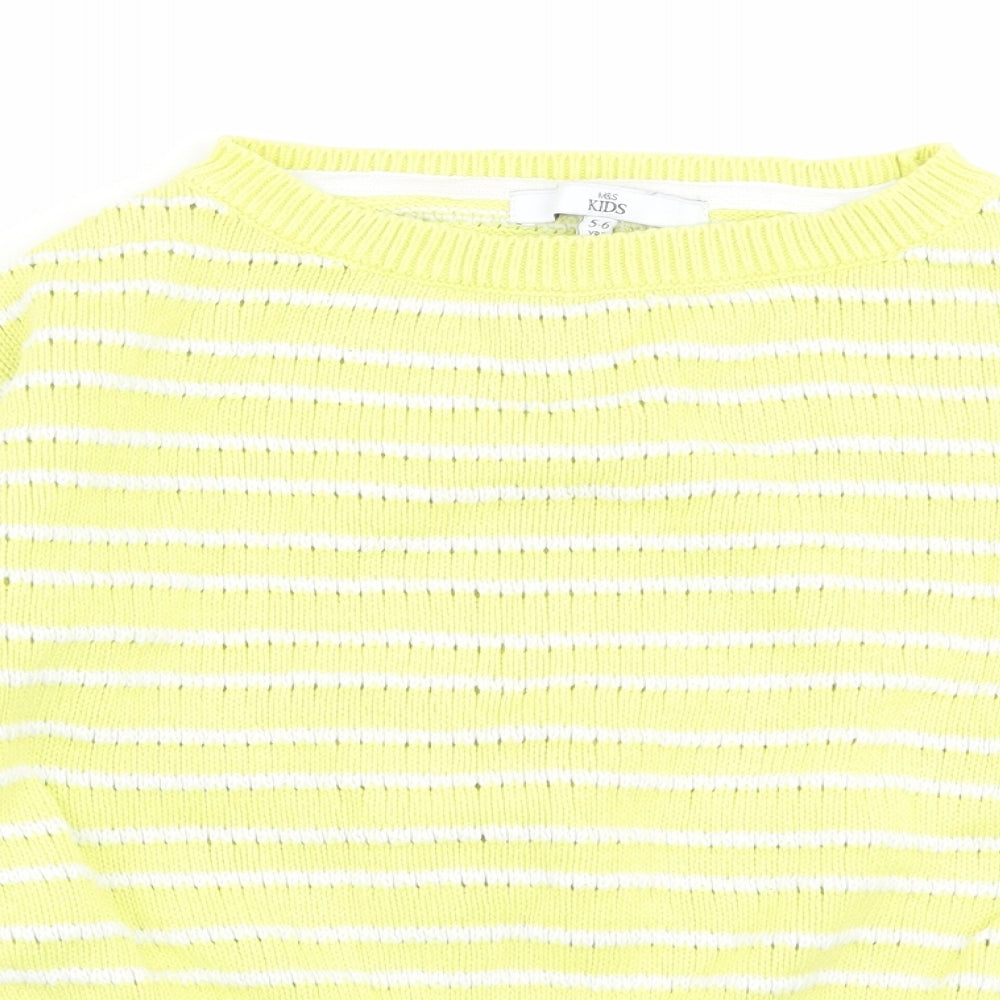 M&S Girls Multicoloured Striped  Pullover Jumper Size 5-6 Years