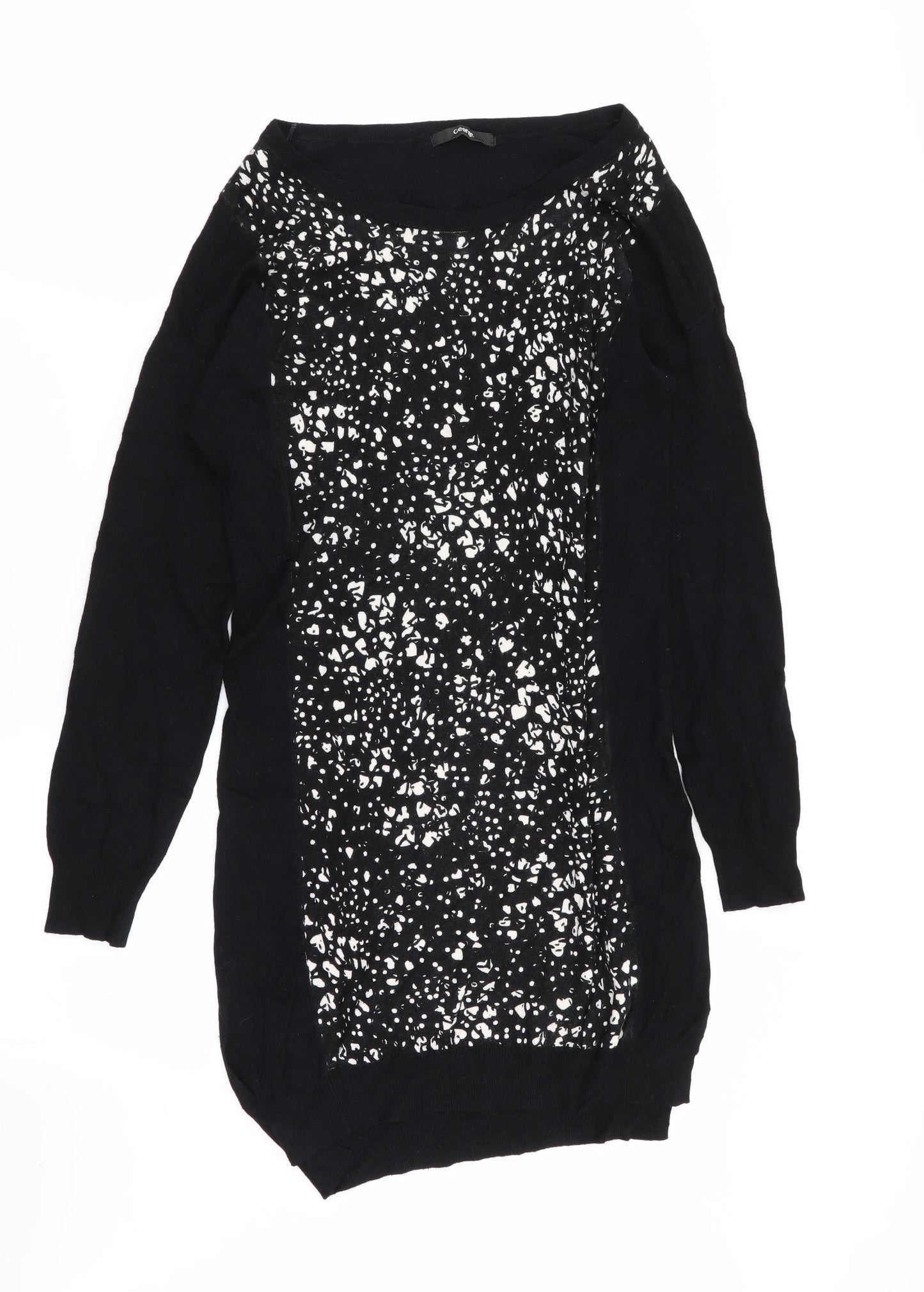 Asda George Womens Black Geometric  Jumper Dress  Size 8