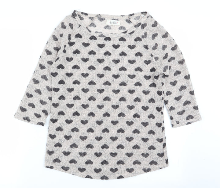 New Look Womens Beige Geometric  Basic T-Shirt Size 12