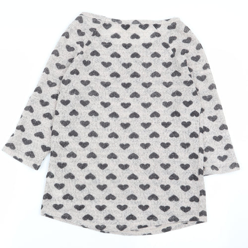 New Look Womens Beige Geometric  Basic T-Shirt Size 12