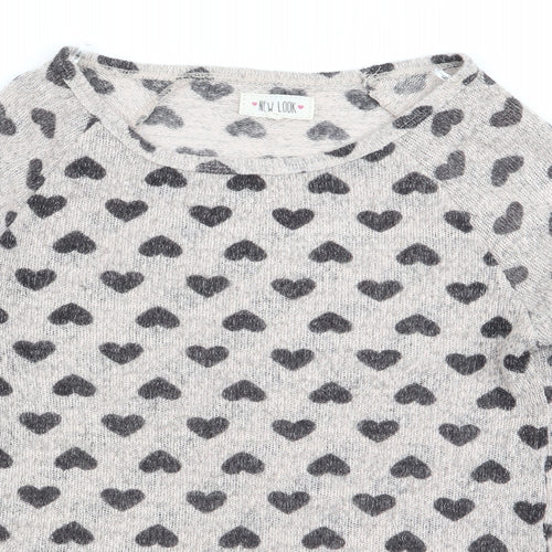 New Look Womens Beige Geometric  Basic T-Shirt Size 12