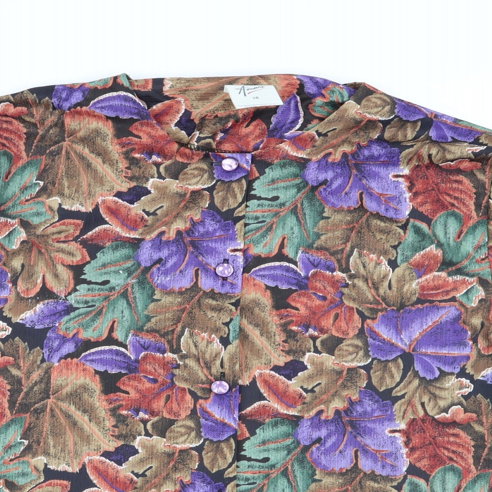 amari Womens Multicoloured Floral  Basic Button-Up Size 16