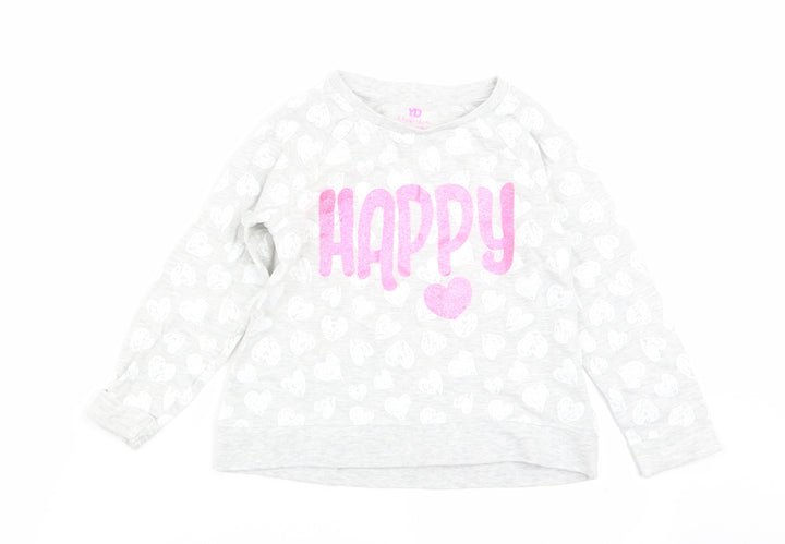 Primark Girls Grey Geometric Basic T-Shirt Size 5-6 Years