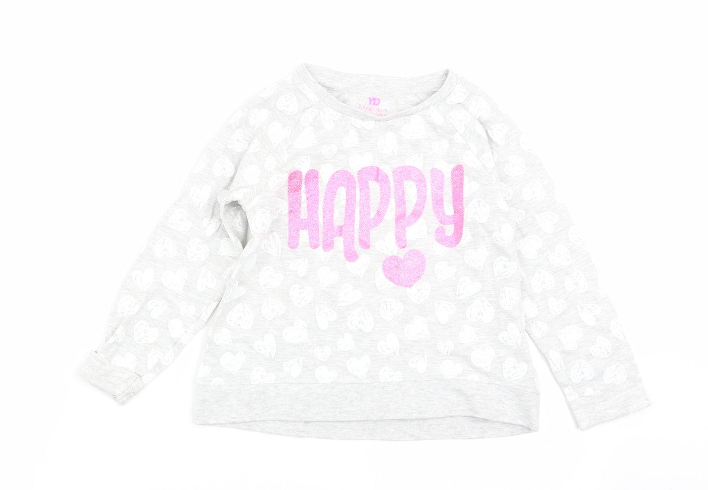 Primark Girls Grey Geometric  Basic T-Shirt Size 5-6 Years