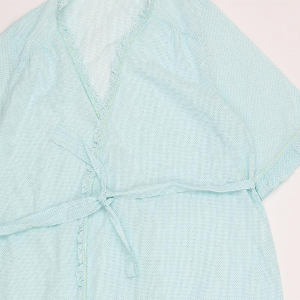 St Michael Womens Blue Polka Dot  Kimono Gown Size L