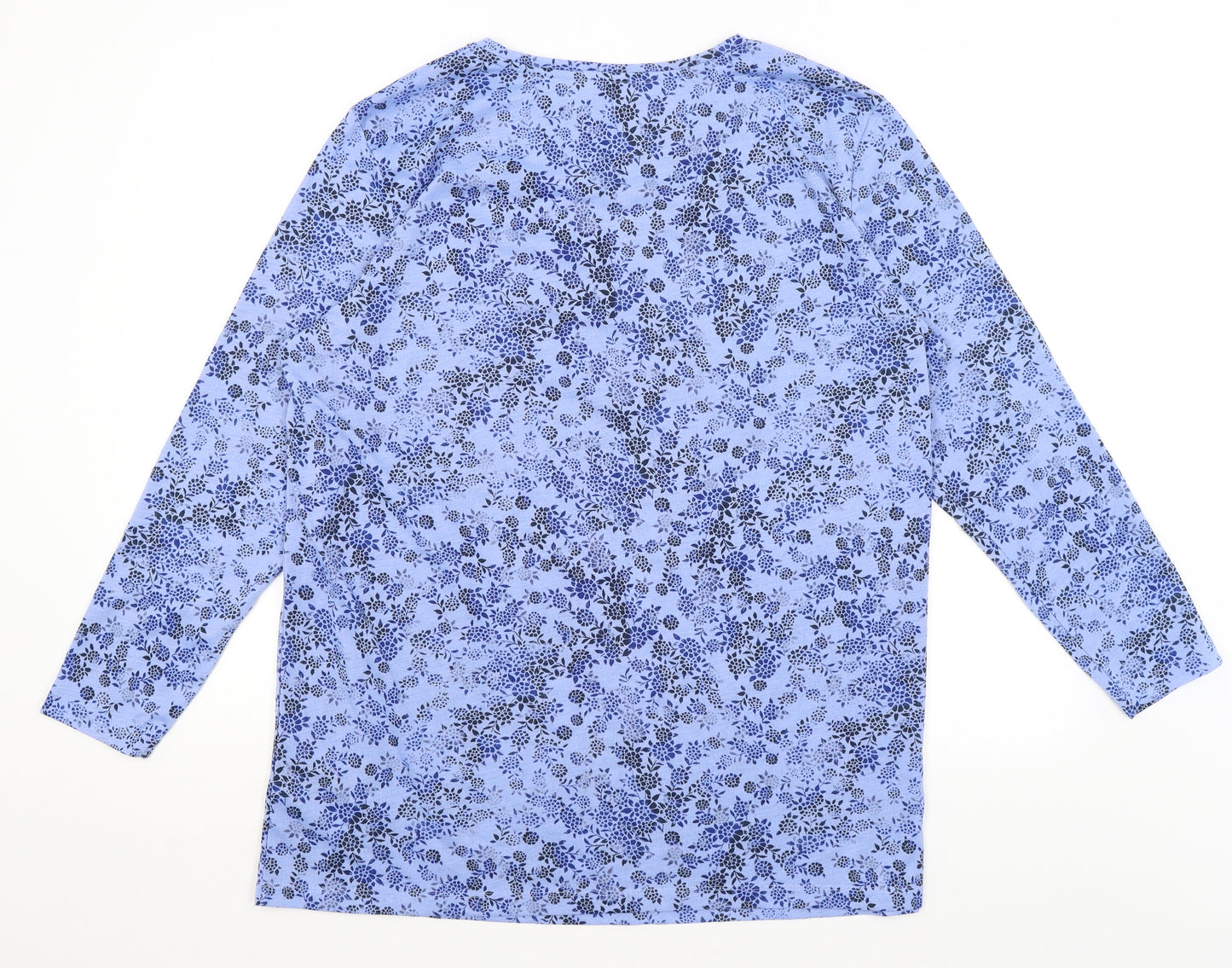 M&S Womens Blue Floral  Basic T-Shirt Size 16